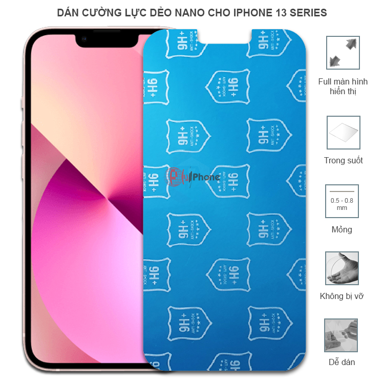Dán cường lực dẻo trong hoặc nhám cho iPhone 13/ 13 Mini/ 13 Pro/ 13 Pro Max
